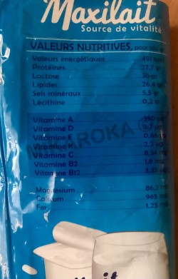Lait entier en poudre Maxilait 250g