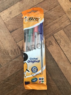 Lot de 4 stylos Bic Cristal Original bleu noir vert rouge